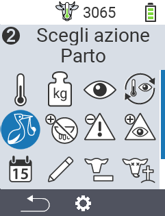 VitalControl: Menu Azioni Parto