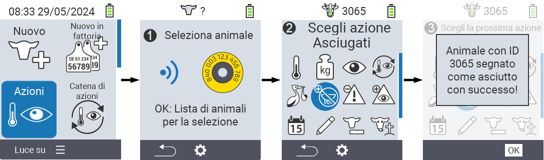 VitalControl: Menu Azioni Asciugare