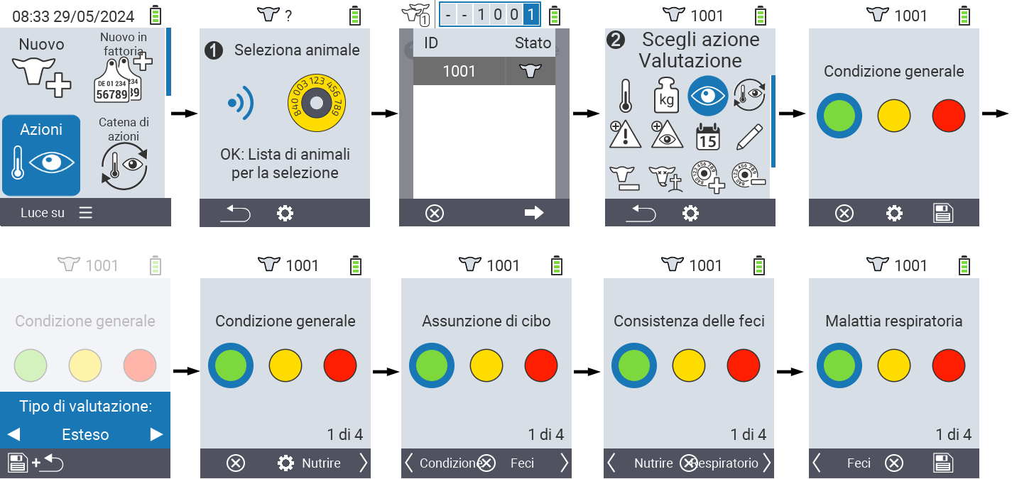 VitalControl: Menu Azioni Valutazione