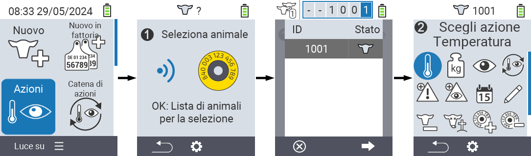 VitalControl: Menu Azioni Passi preliminari
