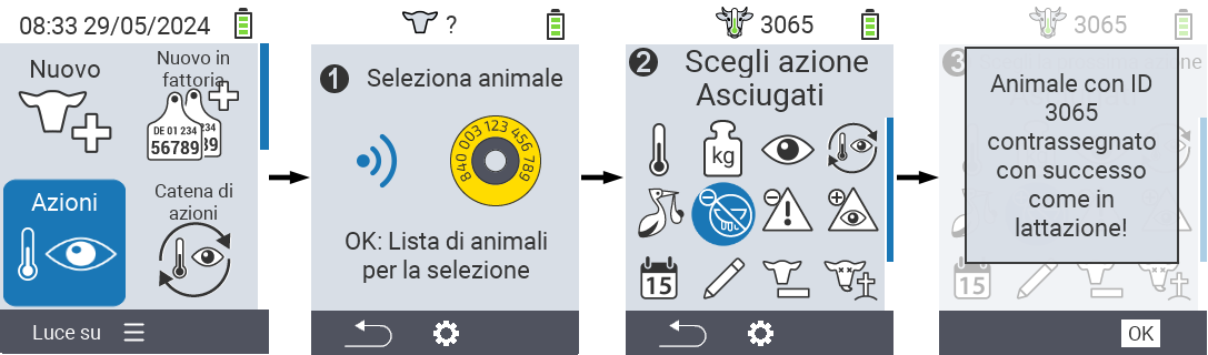 VitalControl: Menu Azioni Segna come lattato