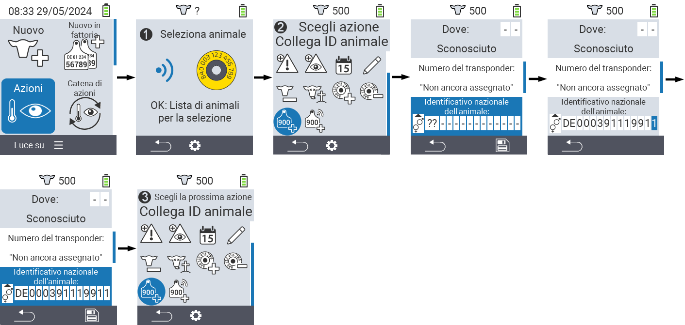 VitalControl: Menu Azione Collega ID animale