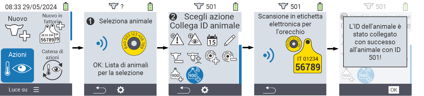 VitalControl: Menu Azione Collega ID animale