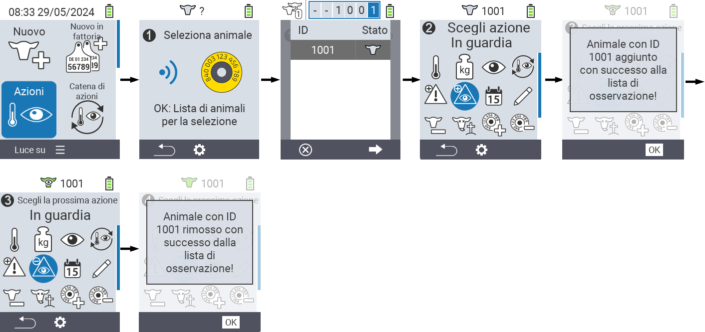 VitalControl: Menu Azioni In osservazione