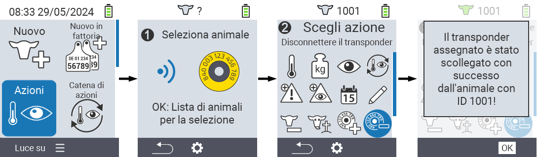 VitalControl: Menu Azione Scollega transponder