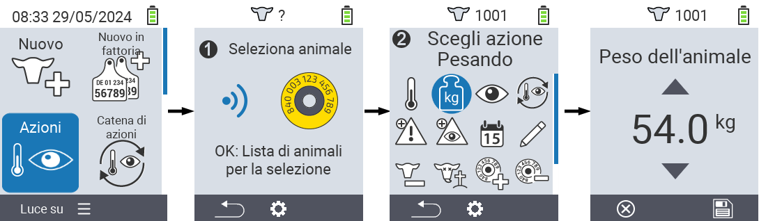 VitalControl: Menu Azione Pesatura