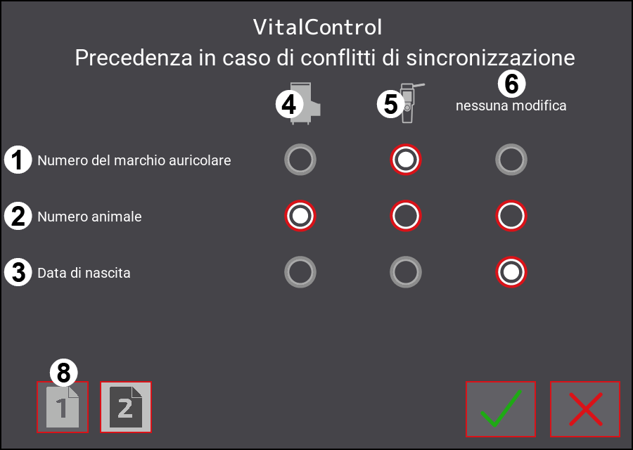Menu Impostazioni VitalControl: Pagina 2