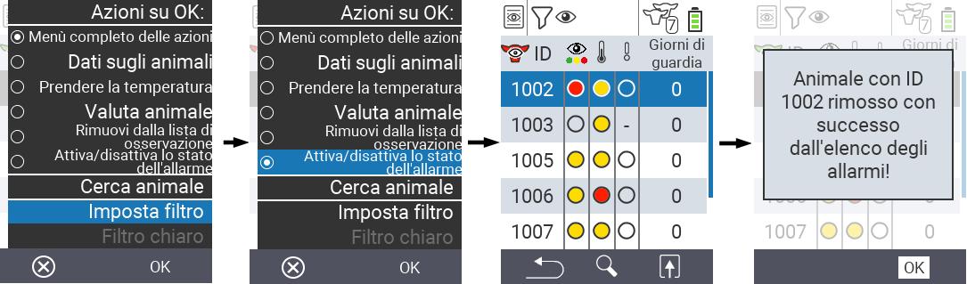 VitalControl Lists Toggle alarm status