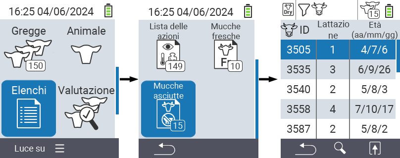 VitalControl Liste Elenco vacche asciutte