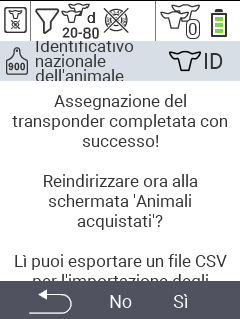 VitalControl: Menu New on farm, no transponder