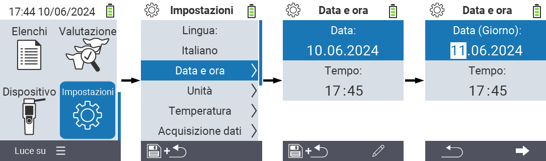 VitalControl: menu impostazioni data