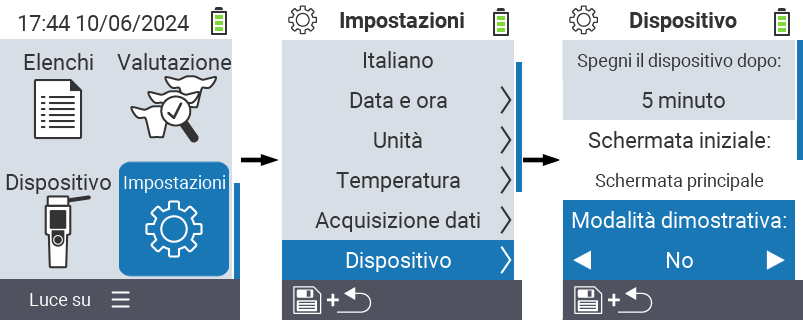 VitalControl: impostazioni menu Modalità dimostrazione