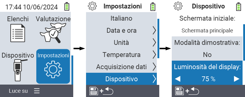 VitalControl: impostazioni menu Luminosità display
