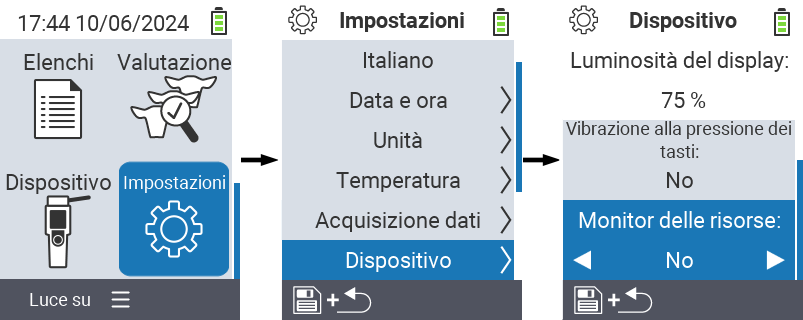 VitalControl: Menu impostazioni Monitor delle risorse