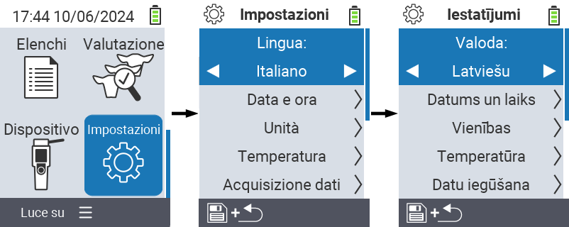 VitalControl: Percorso del menu Impostazioni lingua