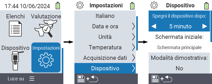 VitalControl: impostazioni del menu Spegnimento del dispositivo dopo
