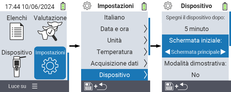 VitalControl: impostazioni del menu Schermata di avvio