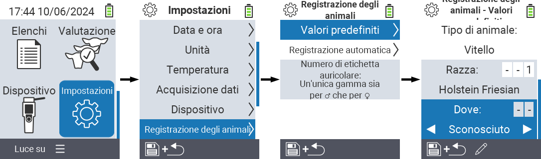 VitalControl: impostazioni del menu ubicazione