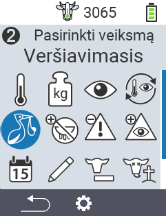 VitalControl: Meniu Veiksmai Veršiavimasis