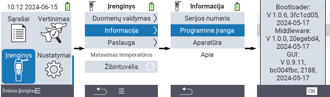 VitalControl: nustatyti programinės įrangos versijas