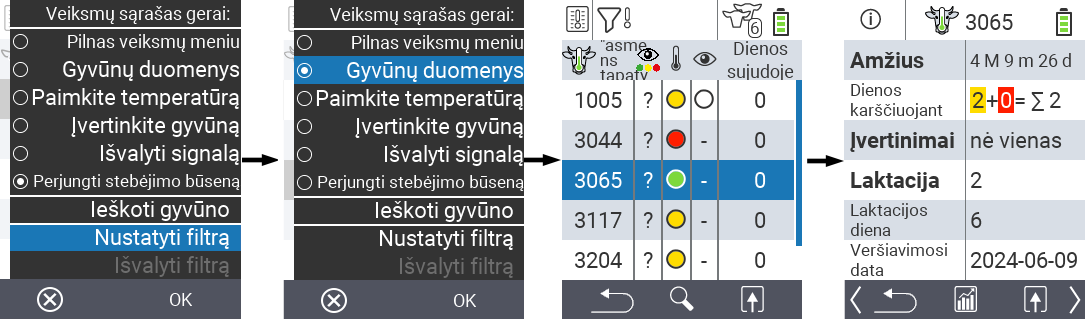 VitalControl Sąrašai Alarmlist