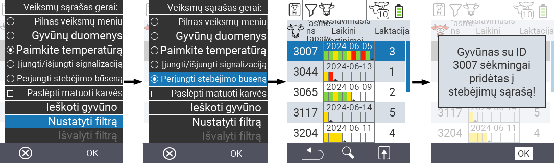VitalControl Sąrašai Šviežių karvių sąrašas