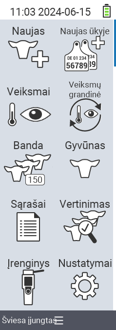 VitalControl Pagrindinis meniu