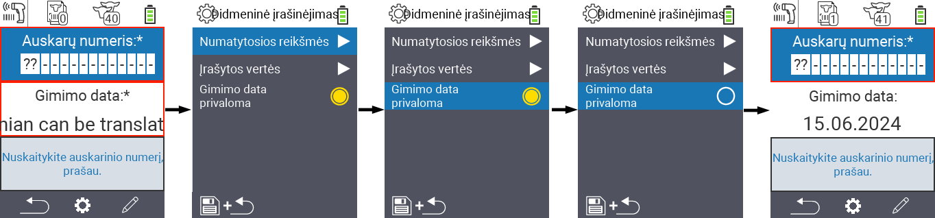VitalControl: Meniu Naujas Privalomas gimimo data