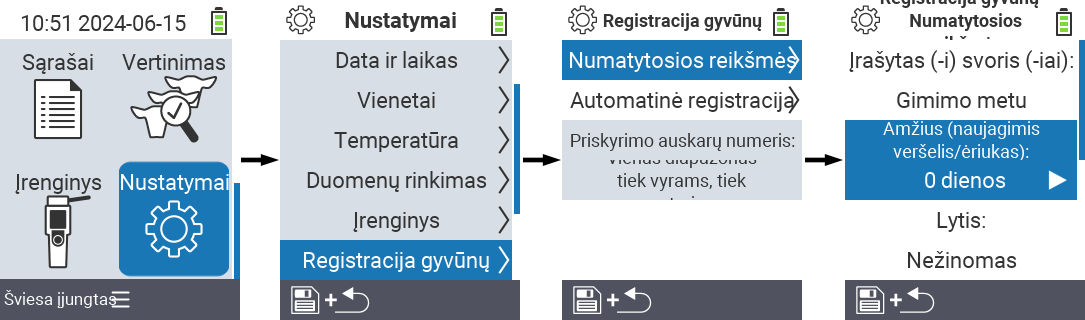 VitalControl: menu settings Set age at registration