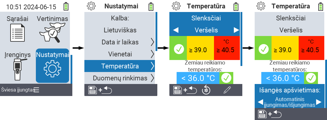 VitalControl: meniu nustatymai išangės prožektorius