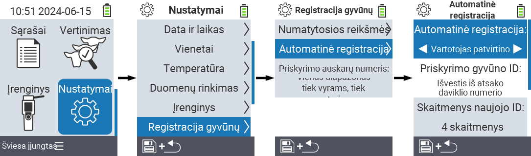 VitalControl: menu settings auto-registration