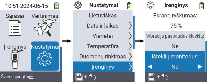 VitalControl: Meniu nustatymai Išteklių monitorius