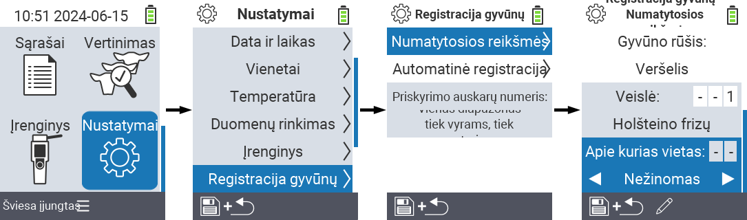 VitalControl: meniu nustatymai buvimo vieta