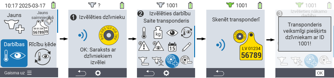 VitalControl: Izvēlnes darbība Savienot transponderi