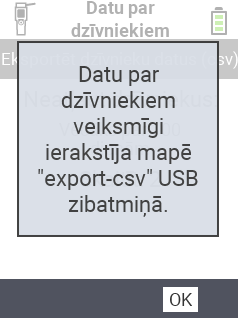 VitalControl: success message data export