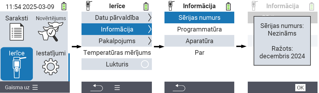 VitalControl: Izvēlnes ierīces informācija