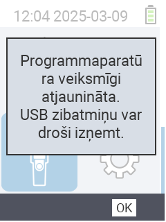 VitalControl: Success message firmware update