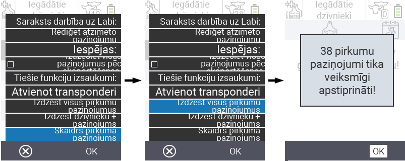 VitalControl: Iegādāto dzīvnieku saraksts, dzēst pirkuma paziņojumus