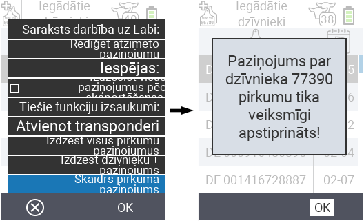 VitalControl: Iegādāto dzīvnieku saraksts, dzēst pirkuma paziņojumu