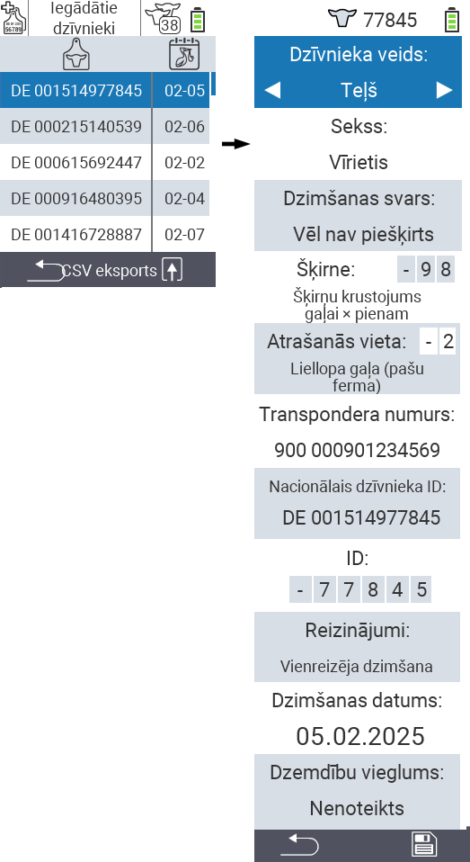 VitalControl: Iegādāto dzīvnieku saraksts, Rediģēt dzīvnieka datus