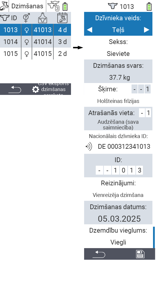 VitalControl: Menu New on farm Births