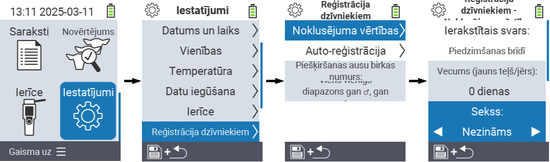 VitalControl: izvēlnes iestatījumi Iestatīt dzimumu