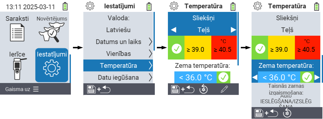 VitalControl: menu iestatījumi zemtemperatūra