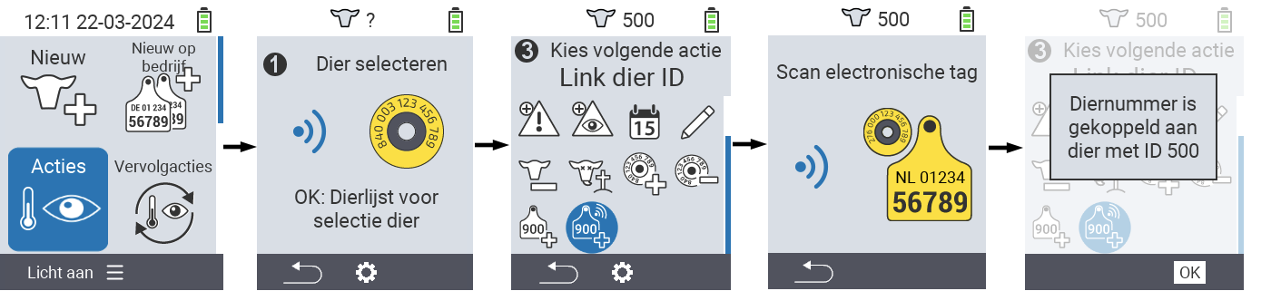 VitalControl: Menu Actie Koppel dier ID