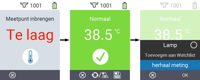 VitalControl: Menu Actions herhaal meting