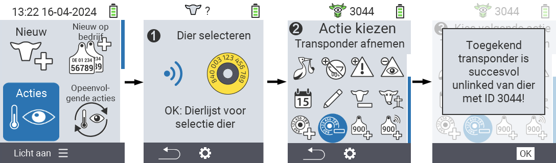 VitalControl: Menu Actie Transponder ontkoppelen