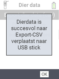 VitalControl: succesmelding gegevensexport
