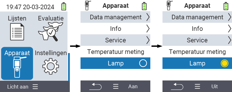 VitalControl: Menu Apparaat licht