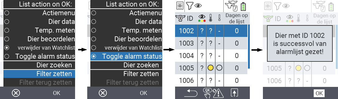 VitalControl Lists Toggle alarm status