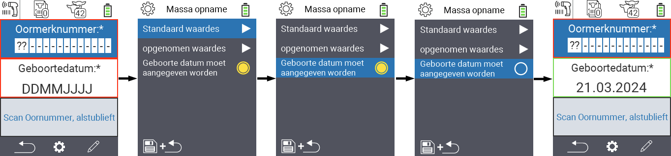 VitalControl: Menu Nieuwe Geboortedatum verplicht